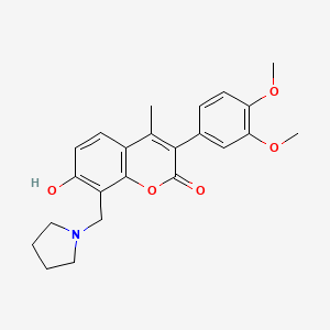 molecular formula C23H25NO5 B6508083 3-(3,4-dimethoxyphenyl)-7-hydroxy-4-methyl-8-[(pyrrolidin-1-yl)methyl]-2H-chromen-2-one CAS No. 887218-29-3