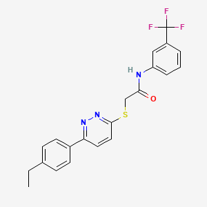 molecular formula C21H18F3N3OS B6508146 2-{[6-(4-ethylphenyl)pyridazin-3-yl]sulfanyl}-N-[3-(trifluoromethyl)phenyl]acetamide CAS No. 896045-35-5