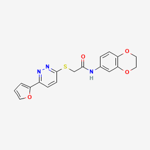 molecular formula C18H15N3O4S B6508195 N-(2,3-dihydro-1,4-benzodioxin-6-yl)-2-{[6-(furan-2-yl)pyridazin-3-yl]sulfanyl}acetamide CAS No. 872723-70-1