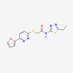 molecular formula C14H13N5O2S2 B6508204 N-(5-ethyl-1,3,4-thiadiazol-2-yl)-2-{[6-(furan-2-yl)pyridazin-3-yl]sulfanyl}acetamide CAS No. 893990-36-8