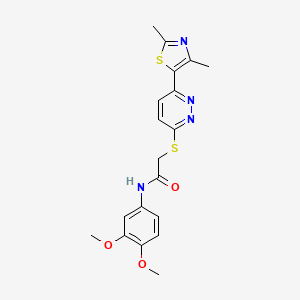 molecular formula C19H20N4O3S2 B6508229 N-(3,4-dimethoxyphenyl)-2-{[6-(2,4-dimethyl-1,3-thiazol-5-yl)pyridazin-3-yl]sulfanyl}acetamide CAS No. 872988-17-5