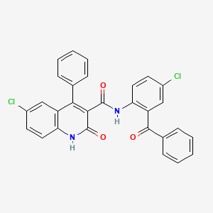 N-(2-benzoyl-4-chlorophenyl)-6-chloro-2-oxo-4-phenyl-1,2-dihydroquinoline-3-carboxamide