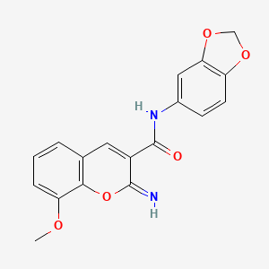 molecular formula C18H14N2O5 B6508249 N-(2H-1,3-benzodioxol-5-yl)-2-imino-8-methoxy-2H-chromene-3-carboxamide CAS No. 891537-85-2