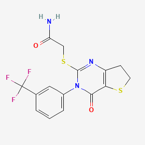 molecular formula C15H12F3N3O2S2 B6508254 2-({4-oxo-3-[3-(trifluoromethyl)phenyl]-3H,4H,6H,7H-thieno[3,2-d]pyrimidin-2-yl}sulfanyl)acetamide CAS No. 877654-06-3