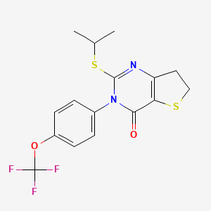 molecular formula C16H15F3N2O2S2 B6508260 2-(propan-2-ylsulfanyl)-3-[4-(trifluoromethoxy)phenyl]-3H,4H,6H,7H-thieno[3,2-d]pyrimidin-4-one CAS No. 877654-31-4