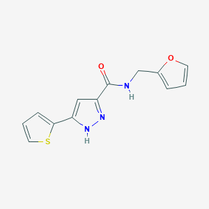 molecular formula C13H11N3O2S B6508307 N-[(furan-2-yl)methyl]-5-(thiophen-2-yl)-1H-pyrazole-3-carboxamide CAS No. 1238383-62-4
