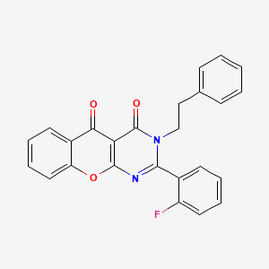 molecular formula C25H17FN2O3 B6508324 2-(2-fluorophenyl)-3-(2-phenylethyl)-3H,4H,5H-chromeno[2,3-d]pyrimidine-4,5-dione CAS No. 883955-30-4