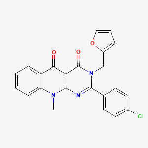 molecular formula C23H16ClN3O3 B6508352 2-(4-chlorophenyl)-3-[(furan-2-yl)methyl]-10-methyl-3H,4H,5H,10H-pyrimido[4,5-b]quinoline-4,5-dione CAS No. 883957-50-4