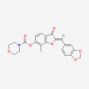 (2Z)-2-[(2H-1,3-benzodioxol-5-yl)methylidene]-7-methyl-3-oxo-2,3-dihydro-1-benzofuran-6-yl morpholine-4-carboxylate