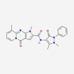 molecular formula C24H22N6O3 B6508436 N-(1,5-dimethyl-3-oxo-2-phenyl-2,3-dihydro-1H-pyrazol-4-yl)-6,10-dimethyl-2-oxo-1,6,8-triazatricyclo[7.4.0.0^{3,7}]trideca-3(7),4,8,10,12-pentaene-5-carboxamide CAS No. 900294-31-7