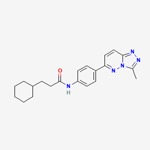 molecular formula C21H25N5O B6508498 3-cyclohexyl-N-(4-{3-methyl-[1,2,4]triazolo[4,3-b]pyridazin-6-yl}phenyl)propanamide CAS No. 894068-83-8