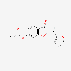 molecular formula C16H12O5 B6508552 (2Z)-2-[(furan-2-yl)methylidene]-3-oxo-2,3-dihydro-1-benzofuran-6-yl propanoate CAS No. 622358-70-7