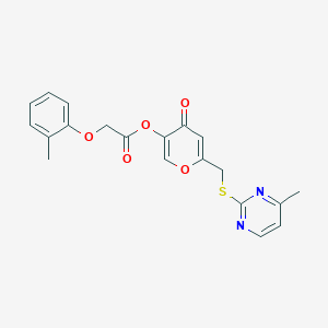 molecular formula C20H18N2O5S B6508558 6-{[(4-methylpyrimidin-2-yl)sulfanyl]methyl}-4-oxo-4H-pyran-3-yl 2-(2-methylphenoxy)acetate CAS No. 877637-18-8