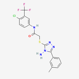molecular formula C18H15ClF3N5OS B6508572 2-{[4-amino-5-(3-methylphenyl)-4H-1,2,4-triazol-3-yl]sulfanyl}-N-[4-chloro-3-(trifluoromethyl)phenyl]acetamide CAS No. 842973-90-4
