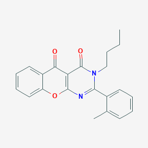 molecular formula C22H20N2O3 B6508660 3-butyl-2-(2-methylphenyl)-3H,4H,5H-chromeno[2,3-d]pyrimidine-4,5-dione CAS No. 899385-52-5