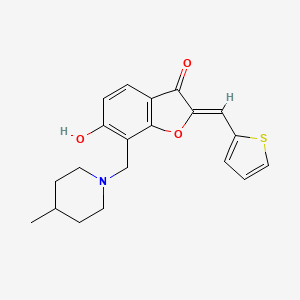 molecular formula C20H21NO3S B6508681 (2Z)-6-hydroxy-7-[(4-methylpiperidin-1-yl)methyl]-2-[(thiophen-2-yl)methylidene]-2,3-dihydro-1-benzofuran-3-one CAS No. 896072-87-0