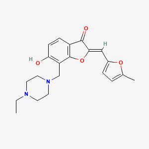 molecular formula C21H24N2O4 B6508695 (2Z)-7-[(4-ethylpiperazin-1-yl)methyl]-6-hydroxy-2-[(5-methylfuran-2-yl)methylidene]-2,3-dihydro-1-benzofuran-3-one CAS No. 896076-28-1