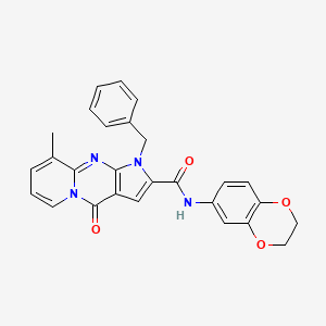 6-benzyl-N-(2,3-dihydro-1,4-benzodioxin-6-yl)-10-methyl-2-oxo-1,6,8-triazatricyclo[7.4.0.0^{3,7}]trideca-3(7),4,8,10,12-pentaene-5-carboxamide