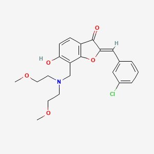 molecular formula C22H24ClNO5 B6508729 (2Z)-7-{[bis(2-methoxyethyl)amino]methyl}-2-[(3-chlorophenyl)methylidene]-6-hydroxy-2,3-dihydro-1-benzofuran-3-one CAS No. 896600-42-3