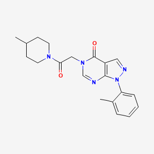 molecular formula C20H23N5O2 B6508745 1-(2-methylphenyl)-5-[2-(4-methylpiperidin-1-yl)-2-oxoethyl]-1H,4H,5H-pyrazolo[3,4-d]pyrimidin-4-one CAS No. 895008-74-9