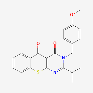 molecular formula C22H20N2O3S B6508747 3-[(4-methoxyphenyl)methyl]-2-(propan-2-yl)-3H,4H,5H-thiochromeno[2,3-d]pyrimidine-4,5-dione CAS No. 896852-64-5