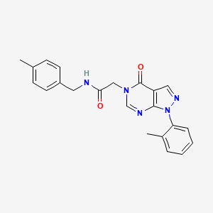molecular formula C22H21N5O2 B6508763 2-[1-(2-methylphenyl)-4-oxo-1H,4H,5H-pyrazolo[3,4-d]pyrimidin-5-yl]-N-[(4-methylphenyl)methyl]acetamide CAS No. 895011-63-9