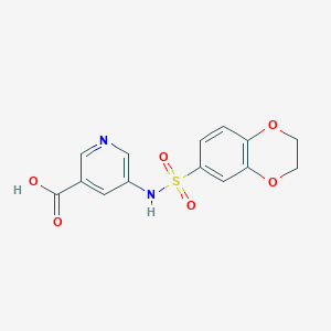 molecular formula C14H12N2O6S B6508811 5-(2,3-dihydro-1,4-benzodioxine-6-sulfonamido)pyridine-3-carboxylic acid CAS No. 1001567-01-6