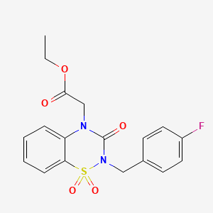 ethyl 2-{2-[(4-fluorophenyl)methyl]-1,1,3-trioxo-3,4-dihydro-2H-1lambda6,2,4-benzothiadiazin-4-yl}acetate