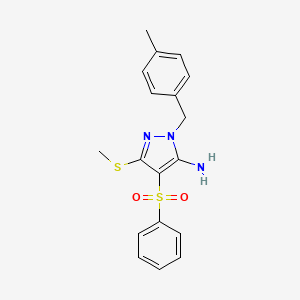 molecular formula C18H19N3O2S2 B6508904 4-(benzenesulfonyl)-1-[(4-methylphenyl)methyl]-3-(methylsulfanyl)-1H-pyrazol-5-amine CAS No. 959501-30-5
