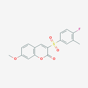 molecular formula C17H13FO5S B6508932 3-(4-fluoro-3-methylbenzenesulfonyl)-7-methoxy-2H-chromen-2-one CAS No. 902623-36-3