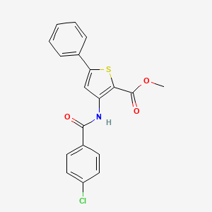 molecular formula C19H14ClNO3S B6508936 methyl 3-(4-chlorobenzamido)-5-phenylthiophene-2-carboxylate CAS No. 477326-20-8
