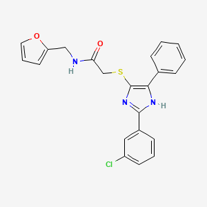 molecular formula C22H18ClN3O2S B6508957 2-{[2-(3-chlorophenyl)-5-phenyl-1H-imidazol-4-yl]sulfanyl}-N-[(furan-2-yl)methyl]acetamide CAS No. 931938-39-5