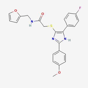 2-{[5-(4-fluorophenyl)-2-(4-methoxyphenyl)-1H-imidazol-4-yl]sulfanyl}-N-[(furan-2-yl)methyl]acetamide
