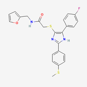 2-{[5-(4-fluorophenyl)-2-[4-(methylsulfanyl)phenyl]-1H-imidazol-4-yl]sulfanyl}-N-[(furan-2-yl)methyl]acetamide