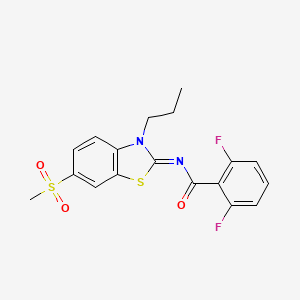 molecular formula C18H16F2N2O3S2 B6508972 2,6-difluoro-N-[(2Z)-6-methanesulfonyl-3-propyl-2,3-dihydro-1,3-benzothiazol-2-ylidene]benzamide CAS No. 898408-92-9