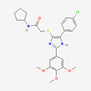 molecular formula C25H28ClN3O4S B6508976 2-{[5-(4-chlorophenyl)-2-(3,4,5-trimethoxyphenyl)-1H-imidazol-4-yl]sulfanyl}-N-cyclopentylacetamide CAS No. 901258-21-7