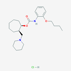 molecular formula C24H39ClN2O3 B065090 Carbamic acid, (2-butoxyphenyl)-, 2-(1-piperidinylmethyl)cycloheptyl ester, monohydrochloride, cis- CAS No. 172800-03-2