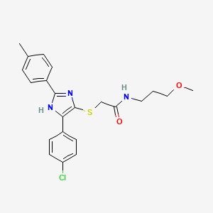 molecular formula C22H24ClN3O2S B6509017 2-{[5-(4-chlorophenyl)-2-(4-methylphenyl)-1H-imidazol-4-yl]sulfanyl}-N-(3-methoxypropyl)acetamide CAS No. 901241-61-0