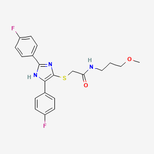 molecular formula C21H21F2N3O2S B6509025 2-{[2,5-bis(4-fluorophenyl)-1H-imidazol-4-yl]sulfanyl}-N-(3-methoxypropyl)acetamide CAS No. 901241-55-2