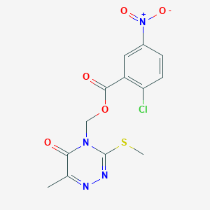 molecular formula C13H11ClN4O5S B6509029 [6-methyl-3-(methylsulfanyl)-5-oxo-4,5-dihydro-1,2,4-triazin-4-yl]methyl 2-chloro-5-nitrobenzoate CAS No. 877643-19-1