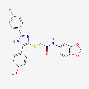 molecular formula C25H20FN3O4S B6509040 N-(2H-1,3-benzodioxol-5-yl)-2-{[2-(4-fluorophenyl)-5-(4-methoxyphenyl)-1H-imidazol-4-yl]sulfanyl}acetamide CAS No. 901265-15-4