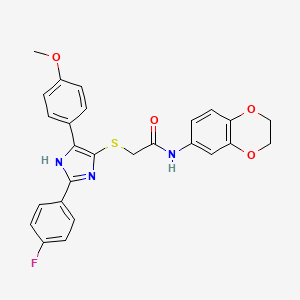 molecular formula C26H22FN3O4S B6509044 N-(2,3-dihydro-1,4-benzodioxin-6-yl)-2-{[2-(4-fluorophenyl)-5-(4-methoxyphenyl)-1H-imidazol-4-yl]sulfanyl}acetamide CAS No. 901266-14-6
