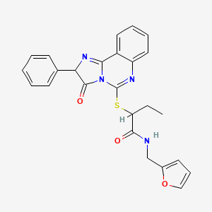 molecular formula C25H22N4O3S B6509045 N-[(furan-2-yl)methyl]-2-({3-oxo-2-phenyl-2H,3H-imidazo[1,2-c]quinazolin-5-yl}sulfanyl)butanamide CAS No. 1053135-66-2
