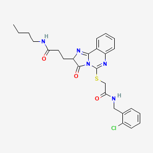 molecular formula C26H28ClN5O3S B6509048 N-butyl-3-{5-[({[(2-chlorophenyl)methyl]carbamoyl}methyl)sulfanyl]-3-oxo-2H,3H-imidazo[1,2-c]quinazolin-2-yl}propanamide CAS No. 1093808-40-2