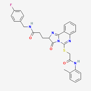 molecular formula C29H26FN5O3S B6509054 N-[(4-fluorophenyl)methyl]-3-[5-({[(2-methylphenyl)carbamoyl]methyl}sulfanyl)-3-oxo-2H,3H-imidazo[1,2-c]quinazolin-2-yl]propanamide CAS No. 1093829-38-9
