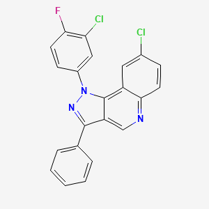 molecular formula C22H12Cl2FN3 B6509070 8-chloro-1-(3-chloro-4-fluorophenyl)-3-phenyl-1H-pyrazolo[4,3-c]quinoline CAS No. 901043-63-8