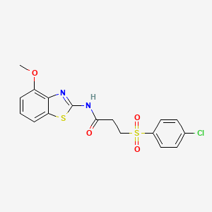molecular formula C17H15ClN2O4S2 B6509142 3-(4-chlorobenzenesulfonyl)-N-(4-methoxy-1,3-benzothiazol-2-yl)propanamide CAS No. 895454-46-3
