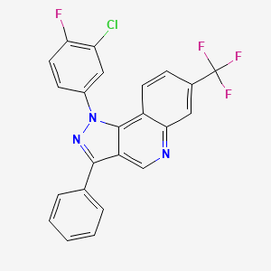 molecular formula C23H12ClF4N3 B6509158 1-(3-chloro-4-fluorophenyl)-3-phenyl-7-(trifluoromethyl)-1H-pyrazolo[4,3-c]quinoline CAS No. 901044-88-0
