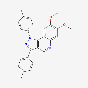molecular formula C26H23N3O2 B6509209 7,8-dimethoxy-1,3-bis(4-methylphenyl)-1H-pyrazolo[4,3-c]quinoline CAS No. 901246-05-7