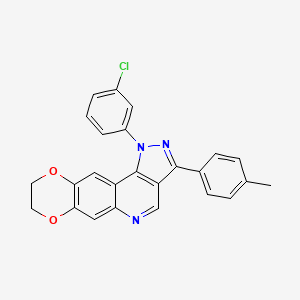 molecular formula C25H18ClN3O2 B6509218 12-(3-chlorophenyl)-14-(4-methylphenyl)-4,7-dioxa-12,13,17-triazatetracyclo[8.7.0.0^{3,8}.0^{11,15}]heptadeca-1,3(8),9,11(15),13,16-hexaene CAS No. 901246-25-1